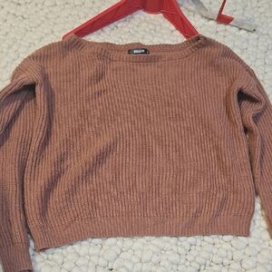 Missguided Women's Pink Ribbed Crew Neck Sweater